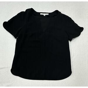 TRINA TURK Womens Black Cut Out Short Sleeve V Neck Career Wear Size Small